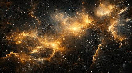 Obraz premium Cosmic Abstract Background Featuring Radiant Gold Hues and Starry Elements in a Dark Universe Setting