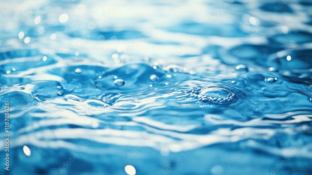 Aufkleber calm blue water surface with ripples and bubbles creating a serene and tranquil texture background i