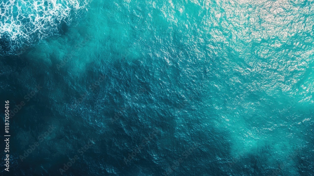 Poster aerial view of serene turquoise ocean waters creating a stunning abstract background with ample spac