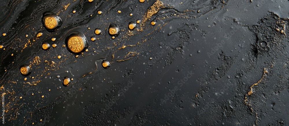 Poster elegant dark grey and gold marble background with bubbles ideal for text overlay and design projects