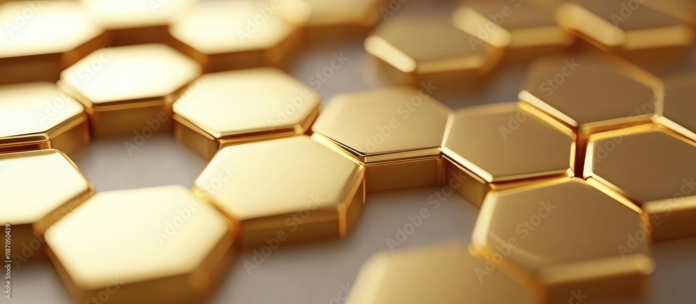 Poster golden hexagonal pattern background with empty space for text perfect for digital design and modern 