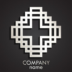 3g geometric linear silver cross square logo desing