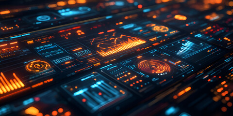 Obraz premium AI-Powered Marketing Dashboard for Data-Driven Business Decisions, AI-Driven Marketing Dashboard for Visualizing Business Insights and Predictions, Digital Interface Design. 