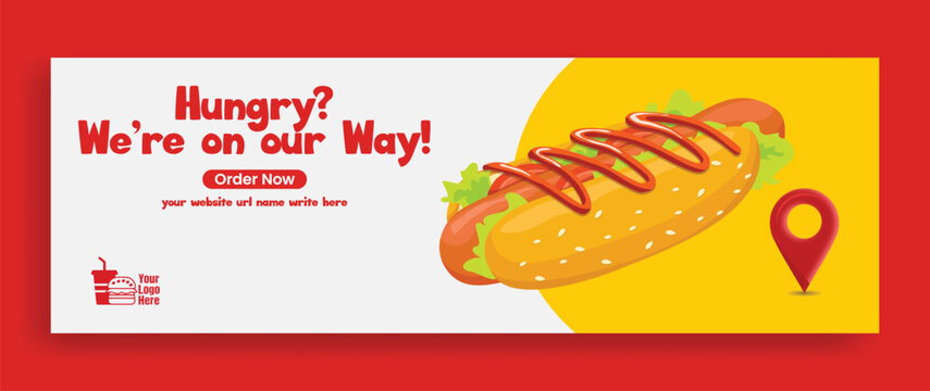 Food and restaurant horizontal banner ad template, online Food delivery social media cover header and website banner, advertising editable template, horizontal banner for restaurant or cafe