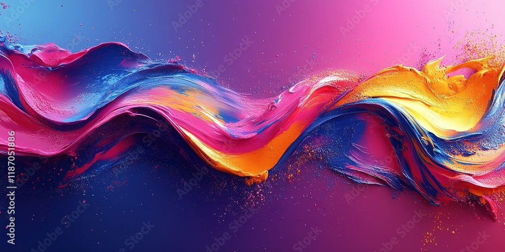 Poster vibrant color waves blending together in an abstract artistic display
