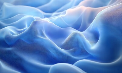 Fototapeta premium bstract Blue Wavy Cloth Flowing Gracefully with Light-Reflecting Surfaces