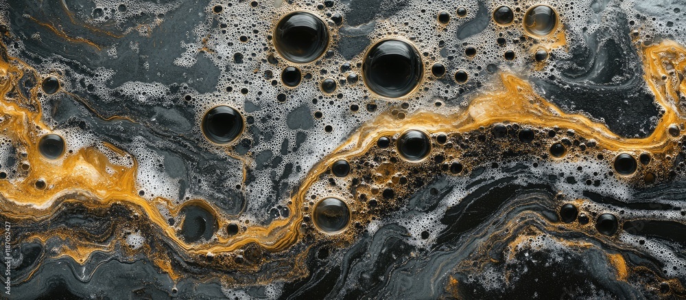 Aufkleber elegant dark grey and gold marble texture with bubbles providing ample copy space for text and desig
