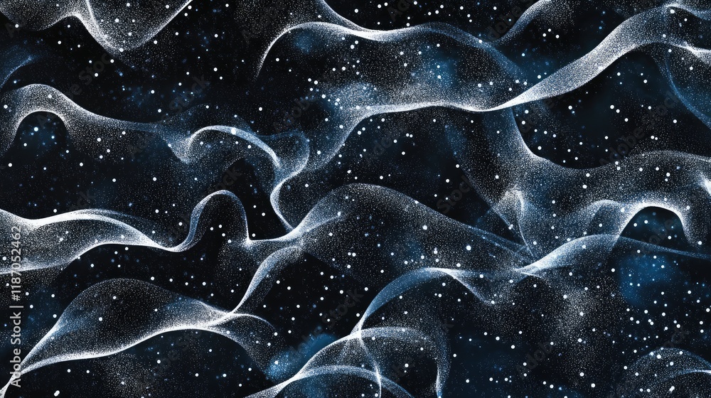 Poster dynamic abstract background with curves and particles in a cosmic design theme suitable for creative