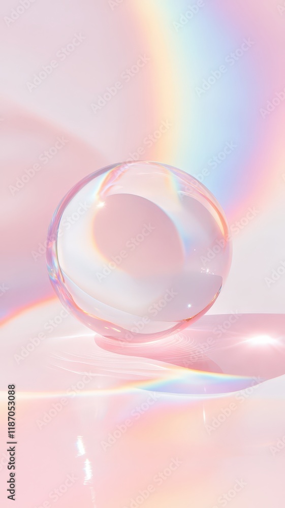 Poster multiple iridescent soap bubbles floating gently against a soft, pastel colored background, creating