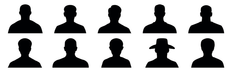 Set of vector avatar profile icon in silhouettes. Silhouette head. avatar face. Male and female avatar profile sign. set of knives