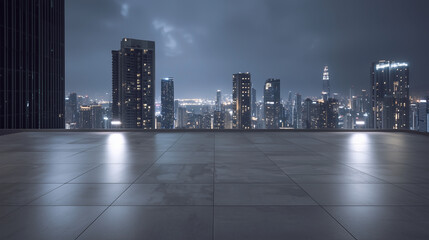 Obraz premium Corporate Pitch Competition with City Skyline Background