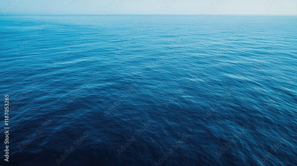 Poster aerial perspective of serene blue ocean surface creating ample empty space for text placement and de
