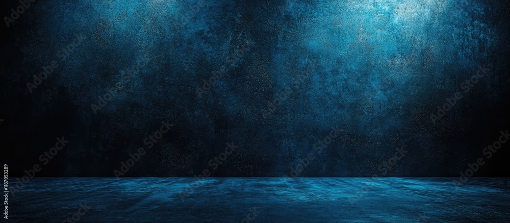 Poster abstract dark textured wall in blue and black ideal for product display featuring clear empty space 