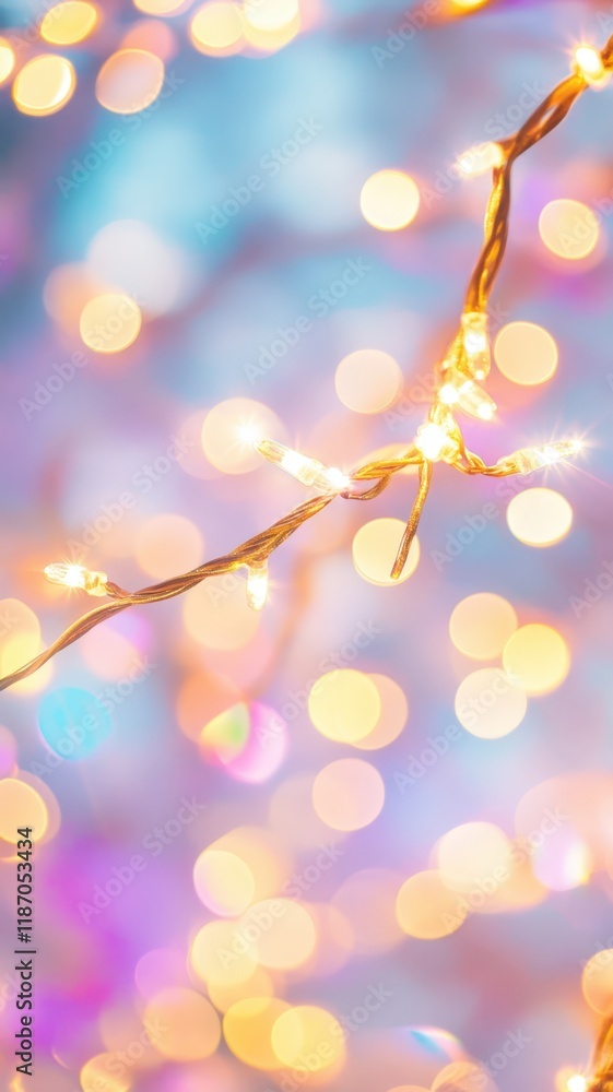 Poster glowing christmas lights casting soft bokeh illumination, highlighting festive warmth with elegant c