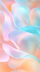 Smooth holographic gradient waves merging pastel hues, generating ethereal abstract landscape with...