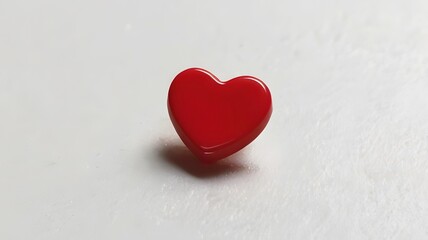 Fototapeta premium red heart-shaped button on a smooth white surface with soft lighting 