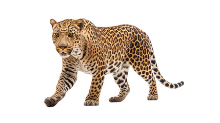Obraz premium Majestic Leopard Walking isolated on transparent background 