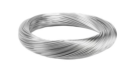 Abstract Silver Wire Coil isolated on transparent background	