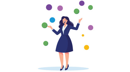 Hands  juggling various colored balls victor design Art & Illustration