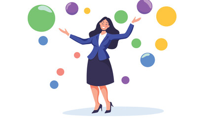 Hands  juggling various colored balls victor design Art & Illustration