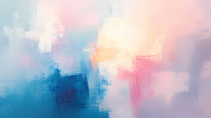 A modern abstract layout showcases a pale pink background accented by pastel blue elements, creating a soft and elegant visual with notable artistic influence. Nightblaze. Illustration