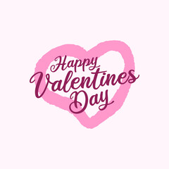 Happy Valentines Day typography with Hearth Icon vector illustration. Romantic Template design for celebrating valentine's Day on 14 February