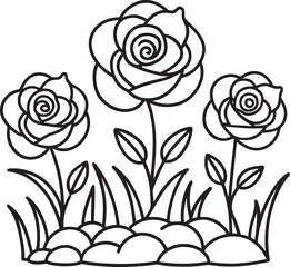 Simple Rose Outline for Kids and Adult Coloring Activities