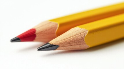 Fototapeta premium Vivid Pencil Set with Red Leads on a White Surface