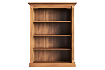 wooden bookshelf isolated on a transparent background 