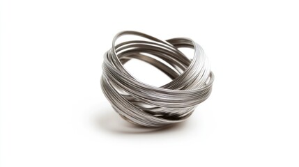 Fototapeta premium Close-up of a Nest of Shiny Silver Wire