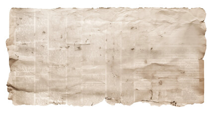 Aged Newspaper Texture Grunge Background for Design isolated on transparent background	