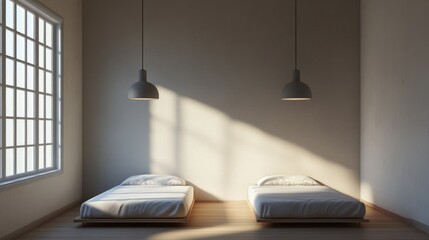 Fototapeta premium Serene Minimalist Bedroom