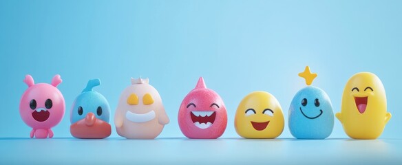 Fototapeta premium Emoji caring 3d emoticons characters vector set. Emoticon facial expression in friendly, salute, kind, approved, hug and happy face graphic elements. Vector illustration emojis caring icon collection