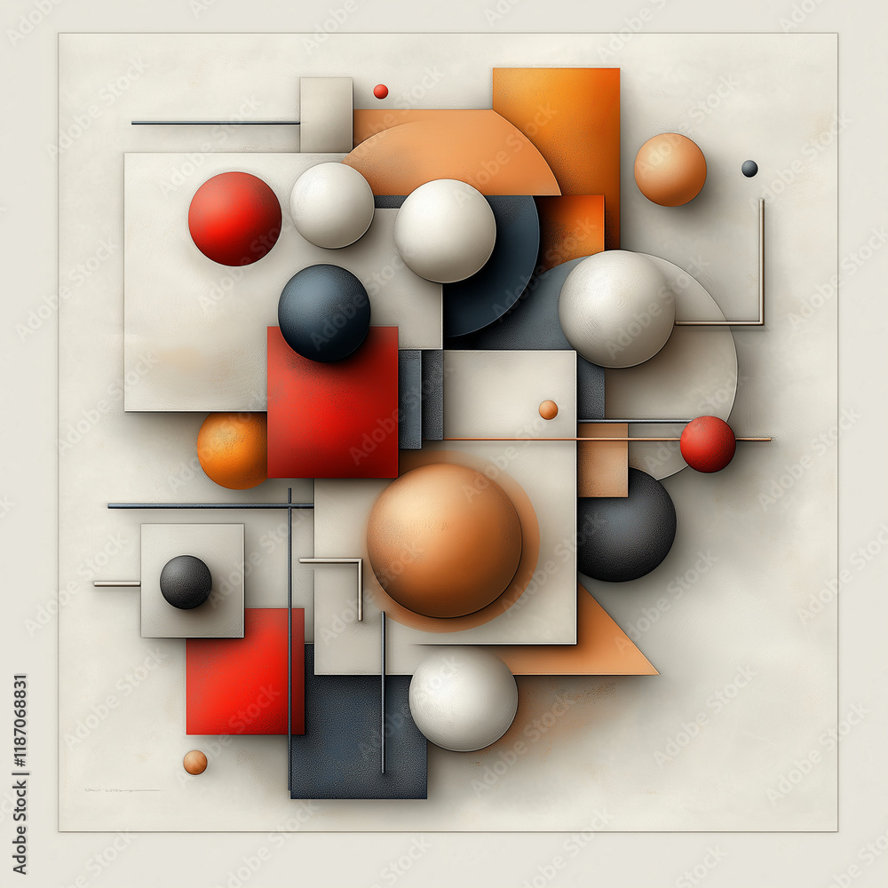 Poster abstract geometric composition with circles and squares