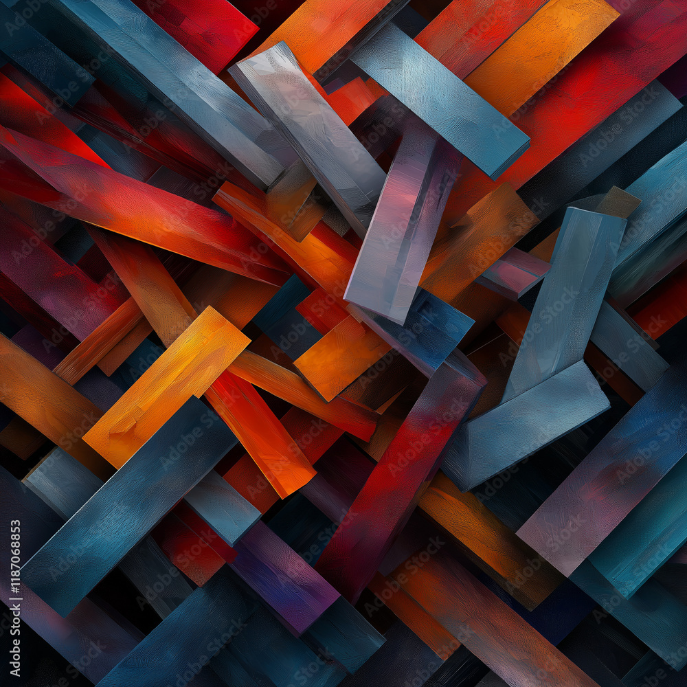 Aufkleber abstract colorful composition with dynamic shapes and lines