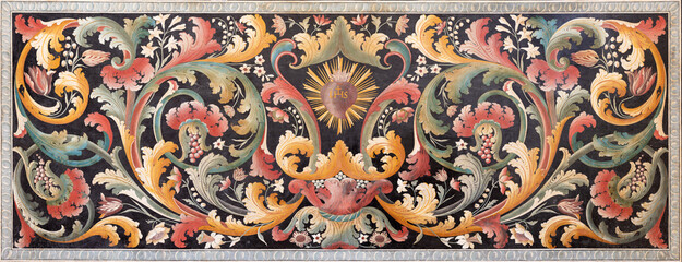 Perugia - The stone baroque mosaic (pietra dura) of Heard of Jesus in the church Chiesa di San Domenico