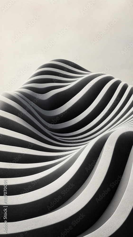 Poster wavy black and white patterns create stunning visual effect