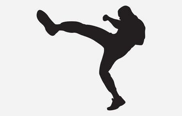 A Man Doing High Kick Silhouette Illustration vector art
