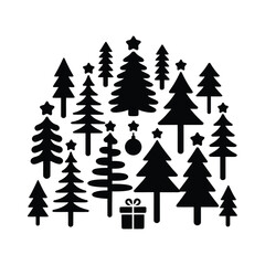 Fototapeta premium Beautiful Christmas tree and illustration