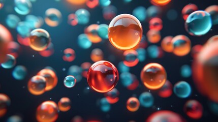 Colorful Floating Spheres with Shadows and Depth in a Dark Background for Abstract Visuals and Designs