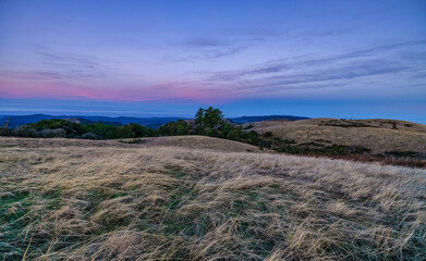 Breathtaking, beautiful sunrise view in mountains Silicon Valley, dreamy backdrop for trekking...