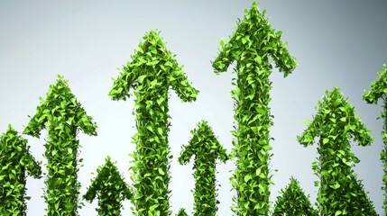 Growing green upward trends in nature urban environment infographic style positive growth concept