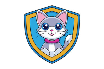Ragdoll cat mascot logo in shield vector illustration.eps
