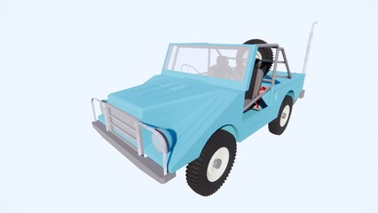 Illustration of a blue off-road car with a white background