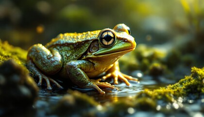 Obraz premium Magnificent Green Frog in its Natural Habitat