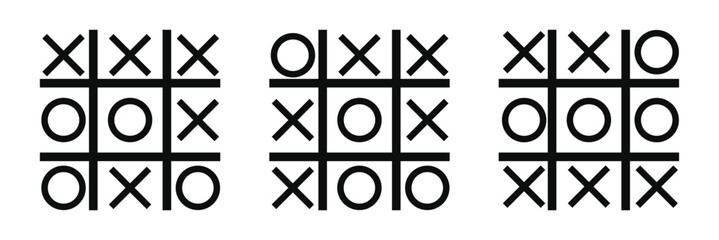 Tic tac toe icon Thin line art collection.