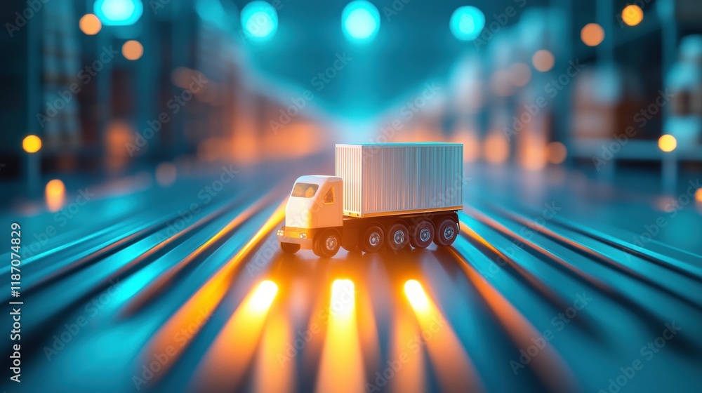 Poster autonomous robots and automated guided vehicles (agvs) moving goods within a warehouse, guided by a 