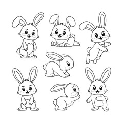 Cute bunny rabbit outline sketch vector illustration. 