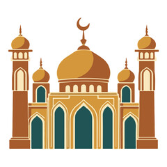 A simple vector illustration of a mosque set on a white background