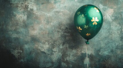 Green Balloon Decorated With Golden Shamrocks